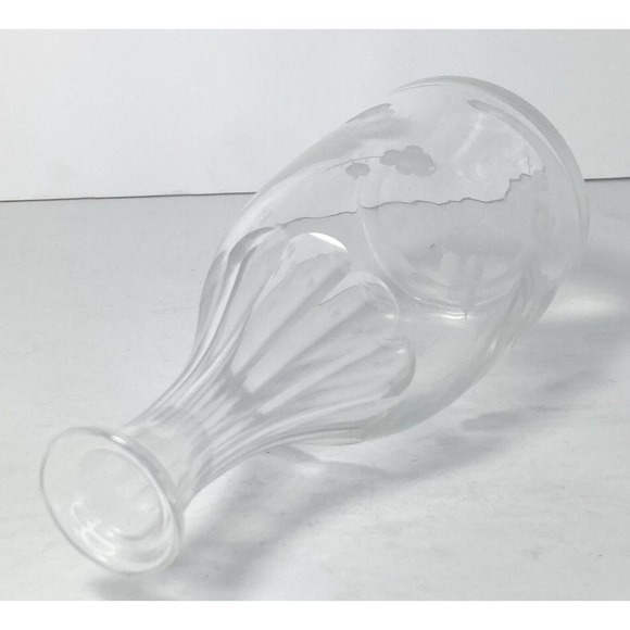 Antique Circa. 1910’s Crystal Etched Rose Wine/Cordial Decanter w/Stopper, 9.5” - Picture 6 of 10